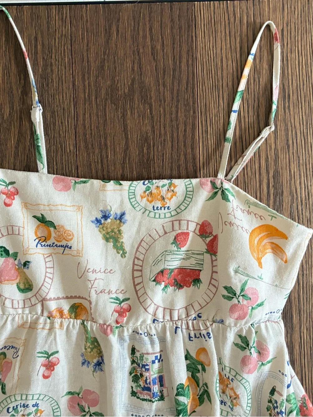 Joie Linen Midi Dress, Fruit Pattern, Summer Pretty! 🍓🍑🍇🍋 - Picture 2 of 9